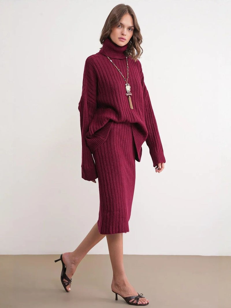 MIXRAY High Waist Ribbed Knit Skirt - Image 3